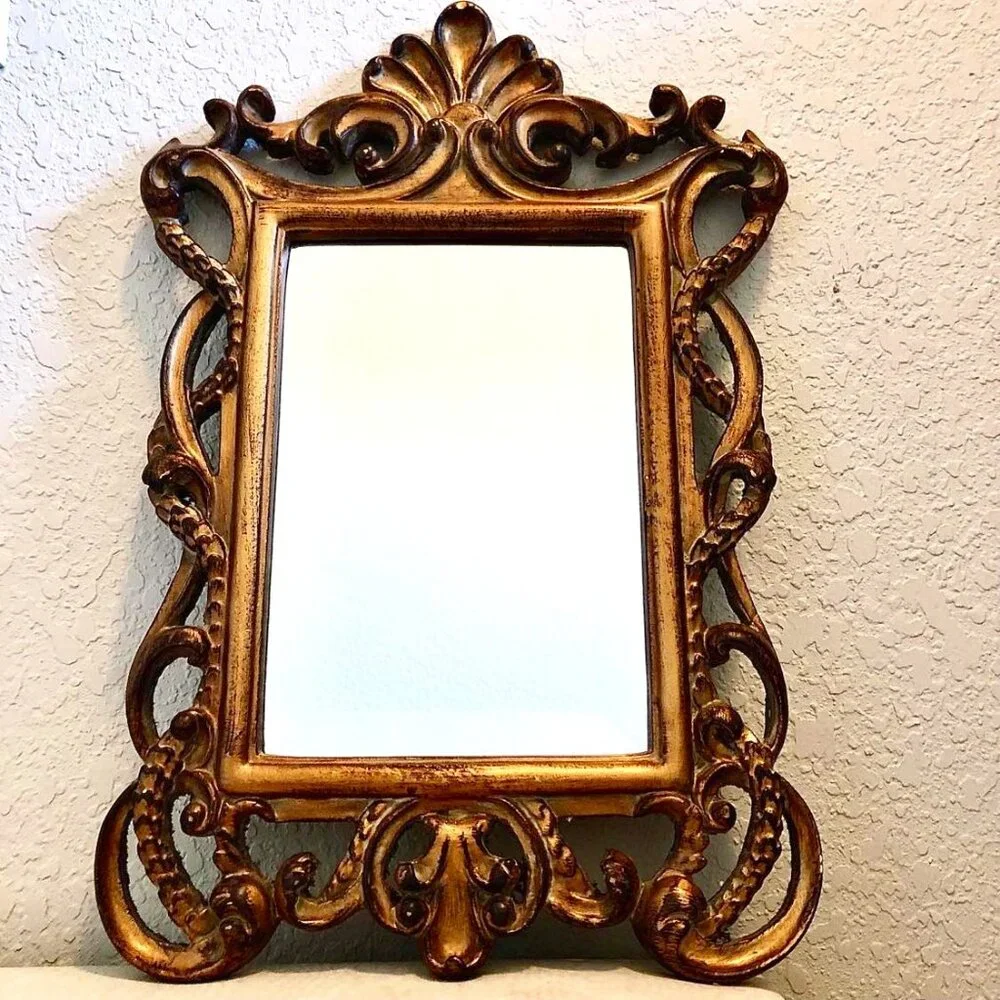 NWT PARAGON PICTURE GALLERY Ornate Antique Gold Framed Beveled Wall Mirror 18x12